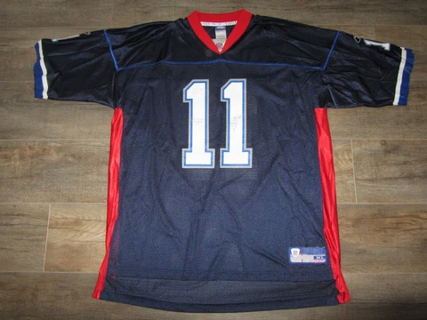 Buffalo Bills Drew Bledsoe Reebok NFL Football Jersey XL Team Vintage Navy Blue Cover