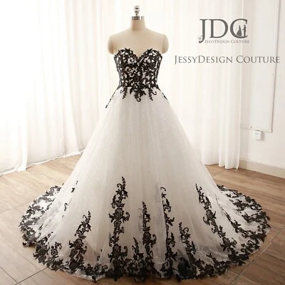 Sparkly sequined Wedding Dress Bridal Gown Black Lace Plus Large Custom made New - Image 1 of 4