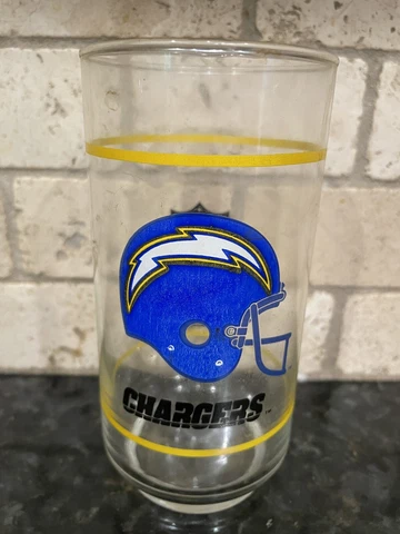 Vintage NFL Mobil 16 Oz Drinking Glass Football Tumbler San Diego Chargers Cover