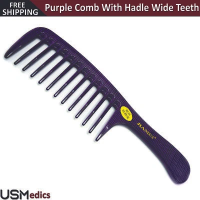 Purple Color Handmade Handled Comb Handle Wide Teeth Hairstyling Barbers Comb - Image 1 of 4