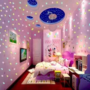 stelle stelline fosforescente fluorescenti luminose decorazione parete notte - Foto 1 di 7