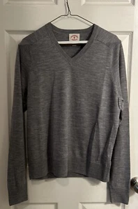 Brooks Brothers maglione pile rosso uomo grigio medio merino grunge preppy - Foto 1 di 7