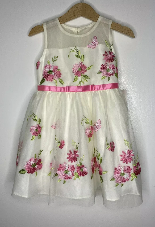 Платье Jona Michelle для девочек 3T без рукавов с цветочной вышивкой покрой с широкой юбкой на пуговицах - Изображение 1 из 4