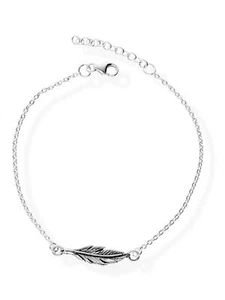 925 Silber Fußkette Feder Charm Damen Fußband Fußkettchen Fk41 - Picture 1 of 3