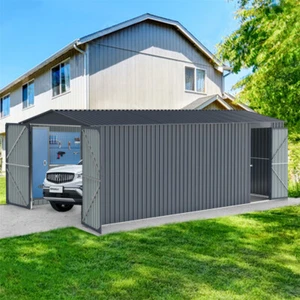 20x10 FT Outdoor Storage Shed Metal Garage Shed Carports Shelter with 2 Doors - Picture 1 of 13