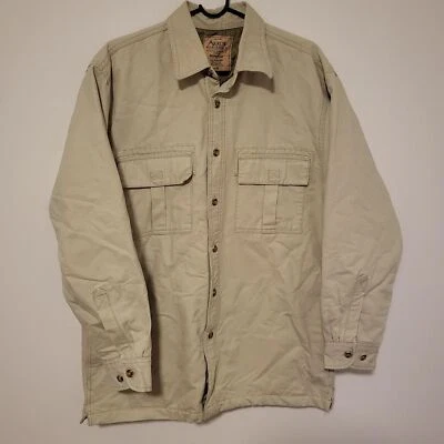 Y2K Tan Arrow Blue Jeans Co Quilted Workwear Chore Canvas Jacket Medium Outdoor - Image 1 of 4