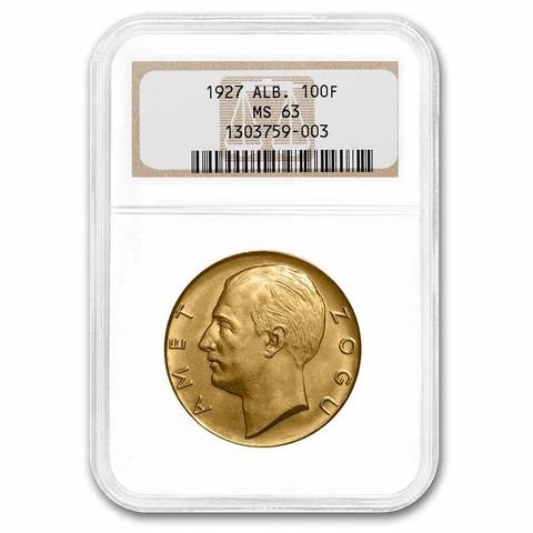 1927-R Albania Gold 100 Franga MS-63 NGC (No Stars) - SKU#248634 Cover