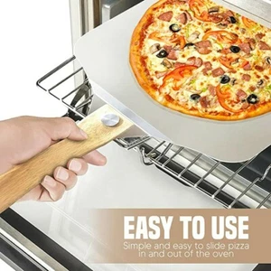 LOU'S KITCHEN Aluminum Metal Pizza Peel with Foldable Wood Handle for Easy... - Picture 1 of 6