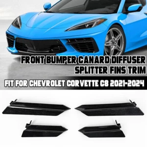 4x Carbon Flash For Corvette C8 Z51 20+ Front Bumper Side Canard Splitters Fins - Picture 1 of 20