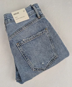 Agolde Riley Crop High Rise Straight Jeans Womens 24 Blitz Light Wash NWT - Picture 1 of 11