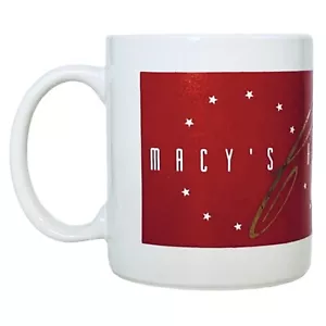 MACY'S Department Store CHRISTMAS c1991 Holiday Red White Collector Mug NEW - Picture 1 of 6