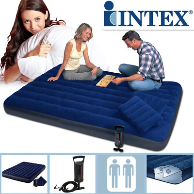 Intex Luftbett Classic Downy Blue Dura-Beam 203x152x25cm + Kissen + Pumpe 64765 - Bild 1 von 4