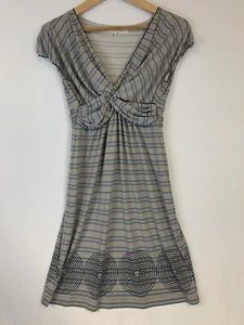 MAX STUDIO Abstract Print Short Sleeve  Dress-Size S Blue gray and white￼ V-neck - Picture 1 of 9