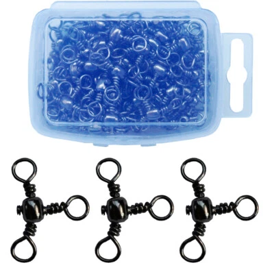 100pcs 3 Way Cross Line Barrel Fishing Swivel Solid Ring Swivel Connector 2#-10# - Image 1 of 4