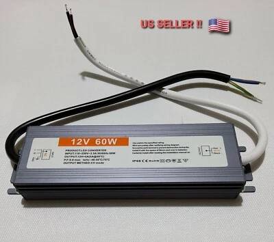 LED Driver 12V 60W Lighting Transformers for Outdoor Light WATERPROOF  - Image 1 of 4