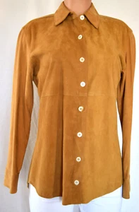 IN TRANSIT 2 SUEDE CAMEL LONG SLEEVES FRONT BUTTON SHIRT SIZE L - Picture 1 of 8