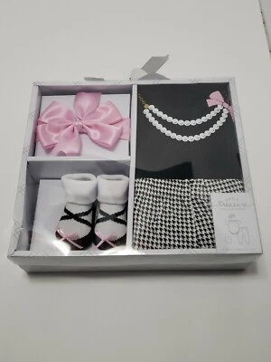 Little Treasure Boxed Gift Set 4-Piece, Black/Pink Pearls, 0-6 Months - Image 1 of 2