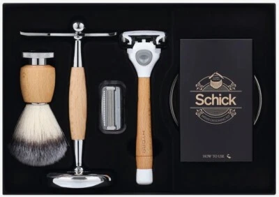Schick Hydro 5 Men's Grooming Set Vintage Classic Wood Handle Shaving Razor - Image 1 of 4