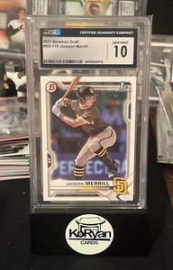2021 BOWMAN First 1st Rc Rookie CSG CGC GEM MINT 10 JACKSON MERRILL - Picture 1 of 2