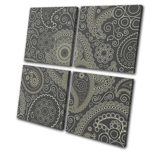 Abstract Paisley Floral Pattern MULTI CANVAS WALL ART Picture Print VA - Picture 1 of 1