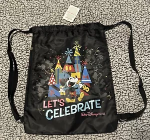 Disney Parks Mickey Mouse Let's Celebrate 2019 Cinch Bag Backpack NEW with Tag - Picture 1 of 3