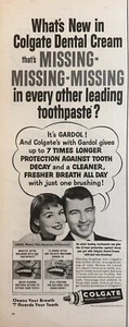 1956 Colgate Dental Cream Vintage B&W Print Ad, 7x Longer Lasting Tooth Paste - Bild 1 von 1