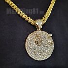 Hip Hop Gold Plated Large Glo Gang Pendant & 10mm 18" ~ 30" Cuban Chain Necklace