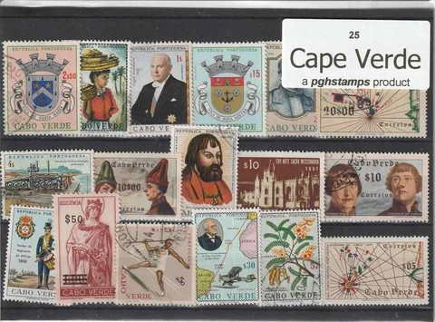 Cape Verde : 25 DIFFERENT STAMPS : pghstamps packet Cover