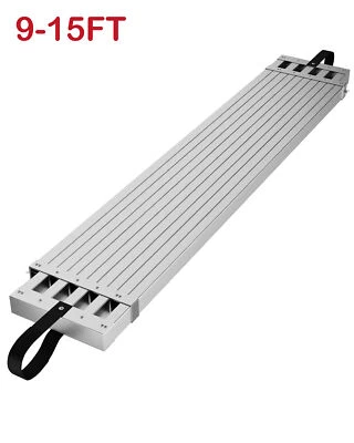 Tablón telescópico de aluminio de 9-15 pies 440 lb extensión andamio antideslizante tablón escalera Foto 1 de 4