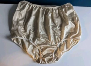 Vintage SEARS Briefs Nylon Panties NWOT NOS DEADSTOCK Sz 7 Beige Liquid Satin  - Picture 1 of 9