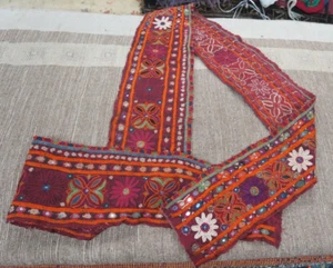 Antico Specchio Ricamo Etnico Lavoro Fascia Tessuto India Shisha Banjara Kutch - Foto 1 di 7