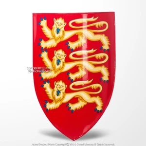 Royal Arms of England Lion Shield 18G Steel with Grip LARP Medieval Renaissance - Picture 1 of 4