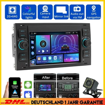 1x Für Ford Transit 2007-2012 Tragbares Carplay 2+64GB 7-Zoll GPS Navi WIFI - Bild 1 von 4