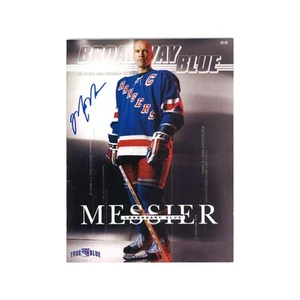 Mark Messier Rangers 2003 autografiado firmado programa oficial azul de Broadway CX - Imagen 1 de 2