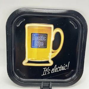 Vintage Artic Lite It's Electric Pub Beer Tray Tin Wall Decor 12x12x1 Black - Picture 1 of 9