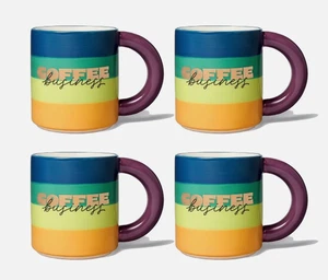 Set Of 4 Tabitha Brown Rainbow Stripe Stoneware Coffee Business Mug - Brand New - Picture 1 of 4
