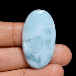 100% Natural Larimar Oval Shape Cabochon Loose Gemstone 38.5 Ct 35X19X5mm OB-410 - Picture 1 of 5