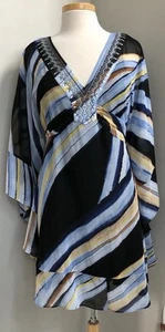 Neu mit Etikett WHBM Größe Small Kimono-Stil blau Kleid Urlaub/Sommer - Bild 1 von 8