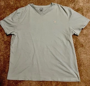 Polo Ralph Lauren V-Neck T-Shirt Men Large Pale Blue Cotton Preppy Casual W/Pony - Picture 1 of 6