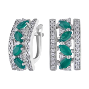 Ohrringe Ohrschmuck Silberschmuck 925 Silber Zirkonia Chrysopras Echtschmuck - Picture 1 of 3