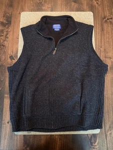 Pendleton Sweater Vest Men XL Charcoal/Black Shetland Wool Full Zip - Picture 1 of 5