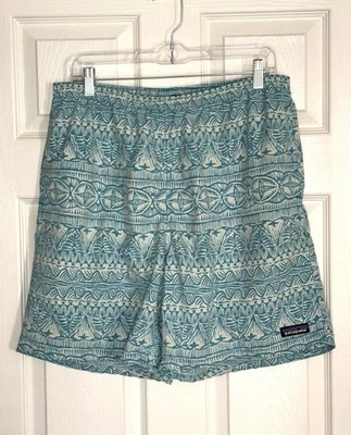 Pantalones cortos de natación Patagonia para hombre Mako azul estampado geométrico talla L Foto 1 de 4