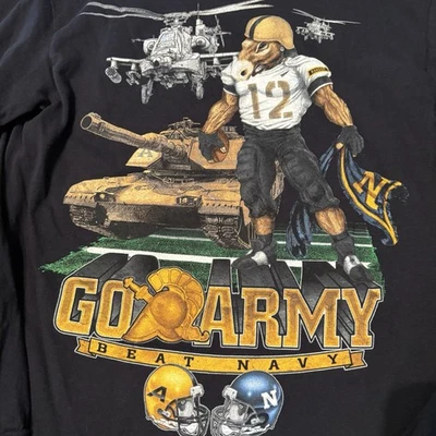 Army Navy 2013 Football Game Front Back Graphic Long Sleeve T Shirt MENS S Black - Image 1 of 4