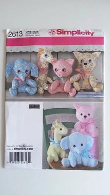 SIMPLICITY 2613 TWO PATTERN PIECE ANIMALS SEWING PATTERN UNCUT - Image 1 of 3