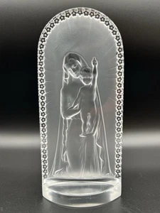 Lalique Frosted Crystal Madonna and Child Standing Plaque Figurine 7.75” Signed - Picture 1 of 12