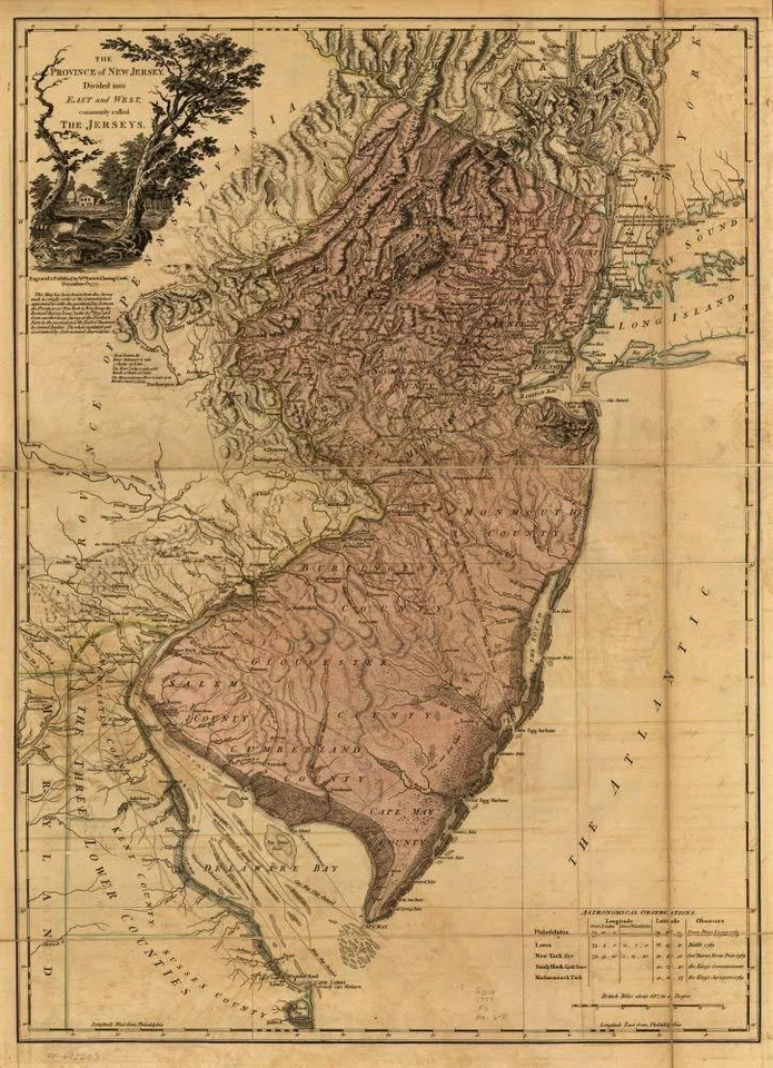 HISTORIX 18" x 24" 1777 Map Of The Province Of New Jersey