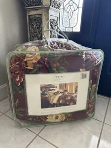 WAVERLY Reversible King Floral Comforter Red Burgundy Yellow Floral VTG Nice SEE - Picture 1 of 16