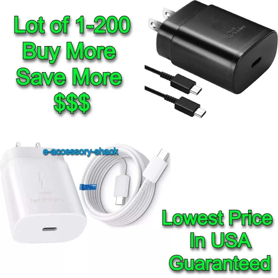 25w Type USB-C Fast Wall Charger+6FT Cable For Samsung Galaxy S25 S24 S23 lot - Image 1 of 1