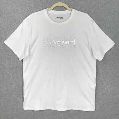 Calvin Klein Shirt Mens Large Silver Spell Out Logo Basic Minimal Crew Neck  - Image 1 of 4