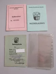 DDR Waffenschein + Jagderlaubnis + Beitragskarte - Ausgestellt in Halle - selten - Bild 1 von 10